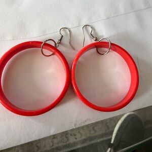 & Other Stories Bright Red Hoop Drop Earrings
